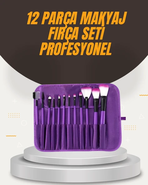 Fondöten, Allık Far Uygulamalarına Uygun 12 Parça Makyaj Fırça Takımı Ergonomik Saplı ürün görseli 1