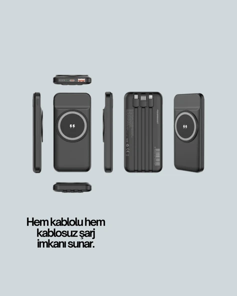 İphone Android Uyumlu 10000Mah – Hem Kablolu Hem Kablosuz - Resim 2