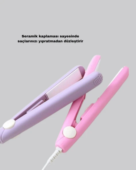 Mini Seramik Saç Düzleştirici – Kompakt Boy, 180°C Hızlı Isınma, Seyahat Tipi - Resim 3