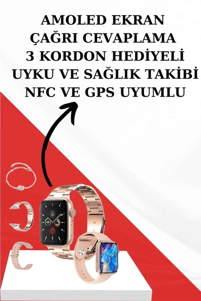 Şarjlı Pembe Akıllı Saat Dokunmatik - Resim 3