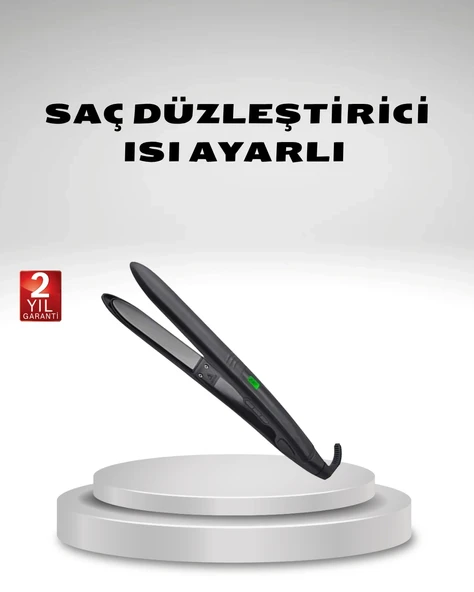 Isı Ayarlı Saç Düzleştirici Titanyum Seramik Plaka, Dijital Ekran ürün görseli 1