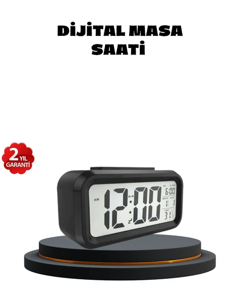 Sensörlü Dijital Masa Saati Alarm Sıcaklık Göstergeli ürün görseli 1