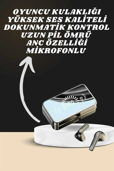 Aynalı Bluetooth Kulaklık 7 Kordonlu Akıllı Saat Dijital Göstergeli Uzun Pil Ömrü ürün görseli 1