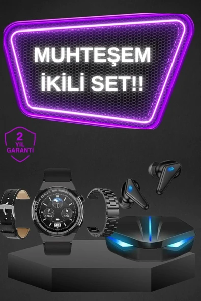 Kablosuz Bluetooth Bağlantılı Kulaklık Dokunmatik Ekran Akıllı Saat Arama Cevaplama ürün görseli 1