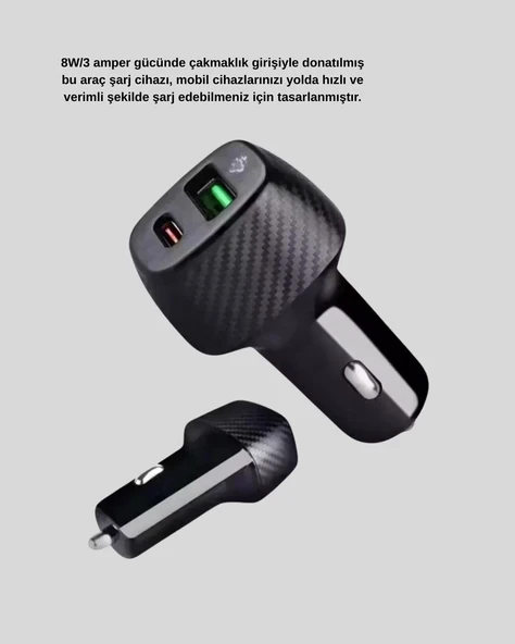 Aux Adaptör 38W Hızlı Araç Seti - Resim 2