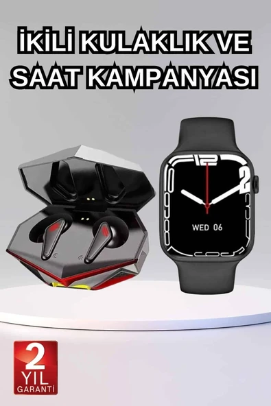 İkili Set Dev Ucuz Kulaklık Ucuz Akıllı Saat Gürültü Önleyici Uzun Pil Ömrü ürün görseli 1