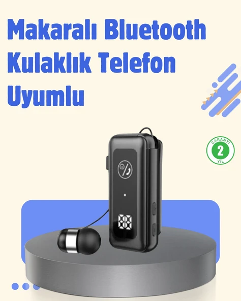 Bluetooth 5.2 Kablolu Makaralı Kulaklık | Dijital Ekran Titreşimli Bildirim ürün görseli 1