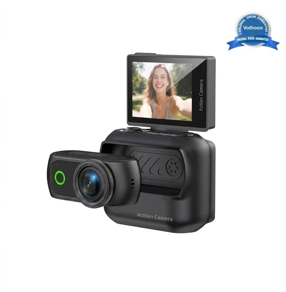 1080P Dijital Video Kamera (32Gb) Kart Dijital Vlog Fotoğraf Makinesi Türkçe Siyah ürün görseli 1