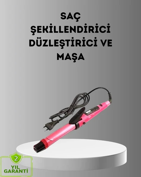 2’Si 1 Arada Saç Düzleştirici Maşa – 5 Isı Seviyesi, Seramik Kaplama, Döner Kablolu Ergonomik Tasarım ürün görseli 1
