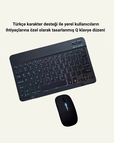 Şık Sessiz Tasarımlı Işıklı Klavye Mouse Seti – Şarjlı, - Resim 3