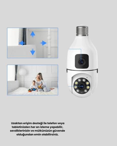 Ampul Tipi Kamera 2Mp Lensli Full Görüntü Akıllı Hareket Algılama - Resim 3