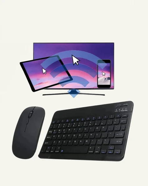 Şık Sessiz Tasarımlı Işıklı Klavye Mouse Seti – Şarjlı, - Resim 5