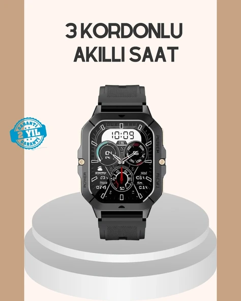 3 Kordonlu Akıllı Saat Uzun Pil Süreli ürün görseli 1
