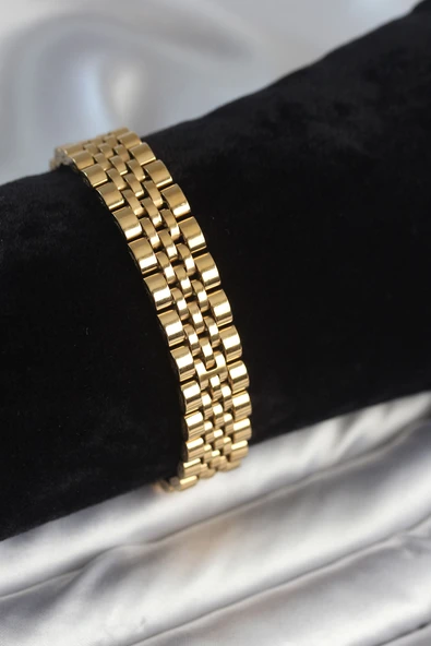 316L Çelik 12 Mm Kalınlıkta Gold Renkli Erkek Bileklik ürün görseli 1