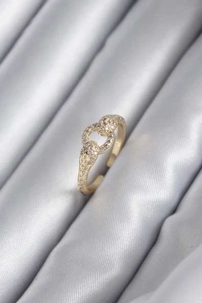 Pirinç Gold Renk Zirkon Taşlı Yılan Model Kadın Yüzük ürün görseli 1