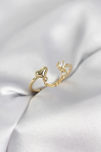 Zincir Sallantılı Model Gold Renk Kadın Yüzük ürün görseli 1