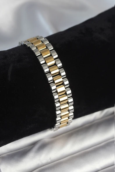 316L Çelik Gold Gümüş Renk 12 Mm Kalınlık Erkek Bileklik ürün görseli 1