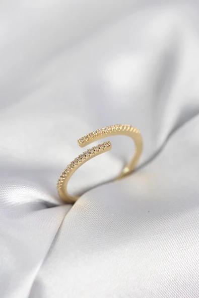 Gold Renk Zirkon Taşlı Yılan Tarz Kadın Yüzük ürün görseli 1