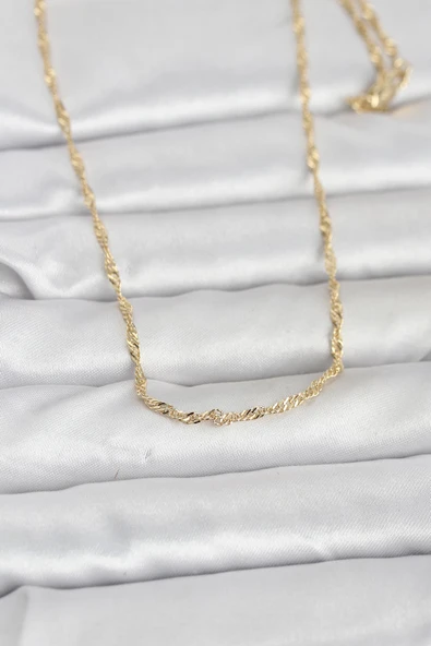 Cm 14K Gold Renk Burgu Zincirli 60 Cm Kadın Kolye ürün görseli 1
