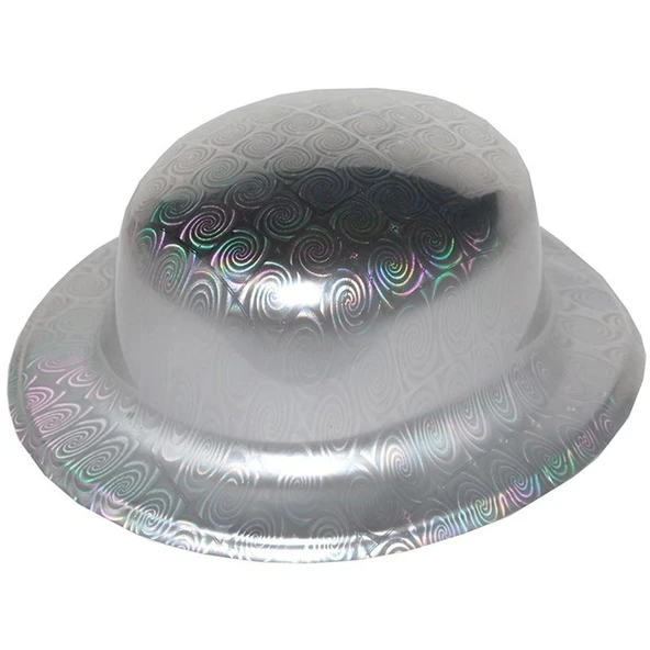 Gümüş Renk Hologramlı Plastik Yuvarlak Melon 27X24 Cm ürün görseli 1