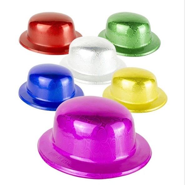 Renk Hologramlı Plastik Yuvarlak Melon 27X24 Cm - Resim 2