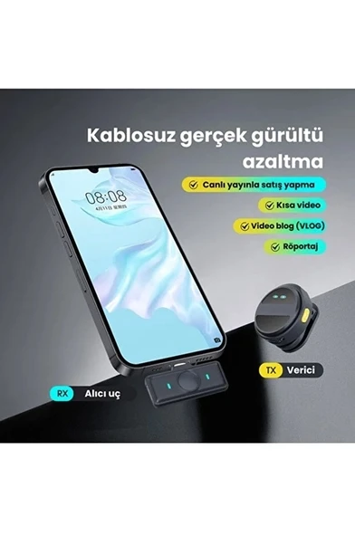 2 Adet Profesyonel Yaka Mikrofonu Lighting Klipsli - Resim 4