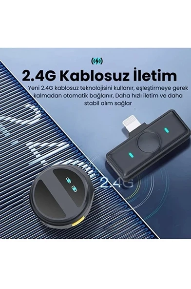 2 Adet Profesyonel Yaka Mikrofonu Lighting Klipsli - Resim 3