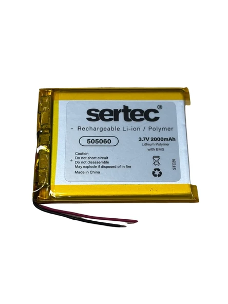 505060 3.7V 2000 Mah Li-Polymer Pil (Devreli/1.5A) ürün görseli 1