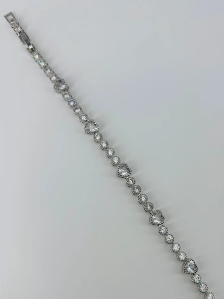 Rodyum Zirkon Taşlı Pirinç Bileklikler 17+2 Cm - Kbl0367 ürün görseli 1