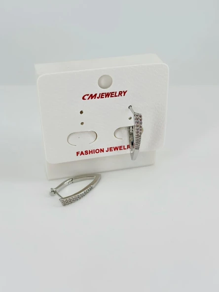 Rodyum Zirkon Taşlı Pirinç Küpeler - Kp00512 ürün görseli 1