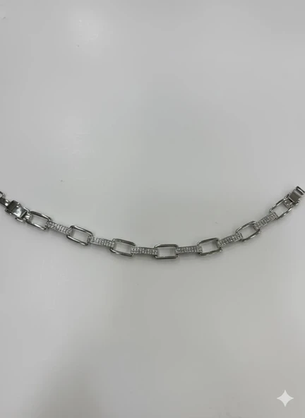 Rodyum Zirkon Taşlı Pirinç Cm Bileklik 17+2 Cm - Kbl0440 ürün görseli 1