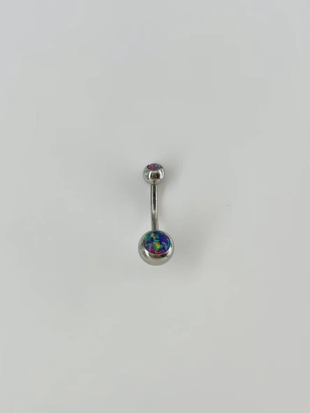 Koyu Hologram Taş Detaylı Göbek Piercing - Pg0051 ürün görseli 1