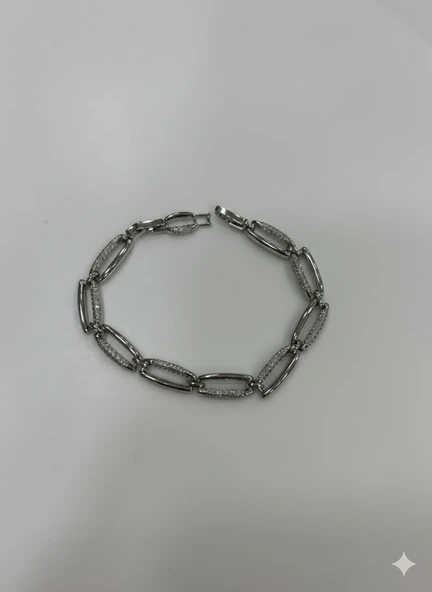 Rodyum Zirkon Taşlı Pirinç Cm Bileklik 17+2 Cm - Kbl0439 ürün görseli 1