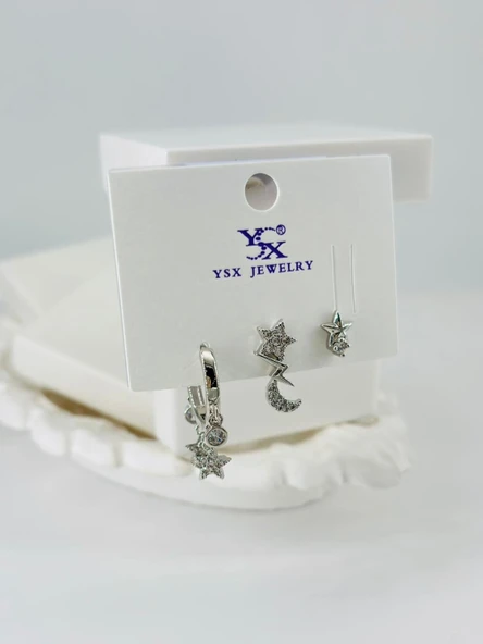 Zirkon Taşlı Üçlü Kombin Küpe - Kp00069 ürün görseli 1