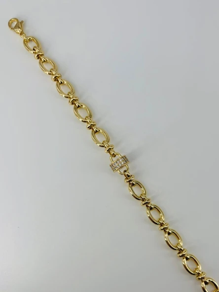 Zirkon Taşlı Pirinç Bileklikler 17+4 Cm - Kbl0379 ürün görseli 1