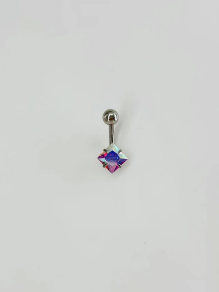 Rodyum Zirkon Taşlı Çelik Göbek - Pg0096 ürün görseli 1