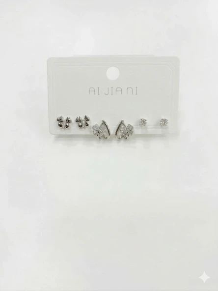 Yonca Detaylı Altılı Küpe - Kp00591 ürün görseli 1