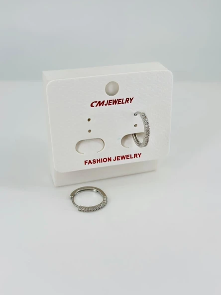 Rodyum Zirkon Taşlı Pirinç Küpeler - Kp00473 ürün görseli 1