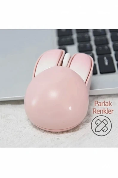 Tavşan Figürlü Mouse Pil Dahil Etiket Hediyeli Pembe - Resim 3