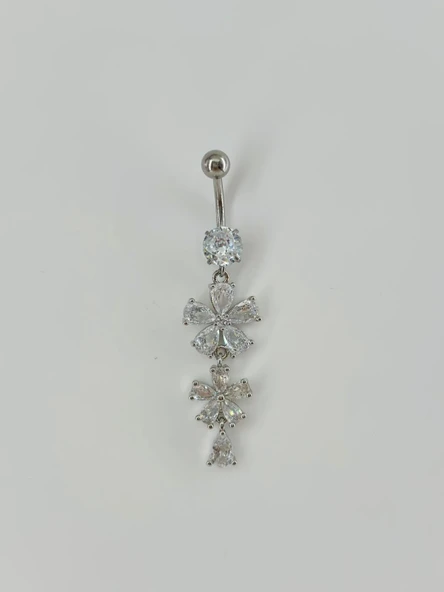 Çiçek Detaylı Sallantılı Göbek Piercing - Pg0054 ürün görseli 1