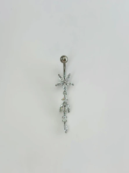Çiçek Detaylı Sallantılı Göbek Piercing - Pg0106 ürün görseli 1