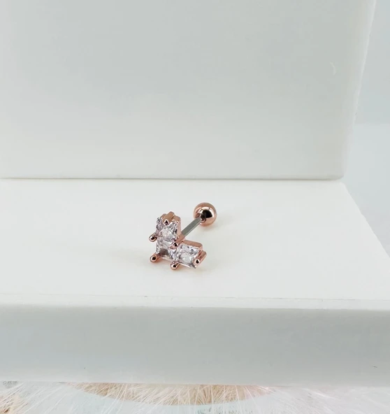 Zirkon Taşlı Uç Kısmı : Pirinç Kıkırdak Bar Uzunluğu : 6 Mm / Bar Kalınlığı 0.8 Mm / Top Boyu 3 Mm - Pt0023-2 ürün görseli 1