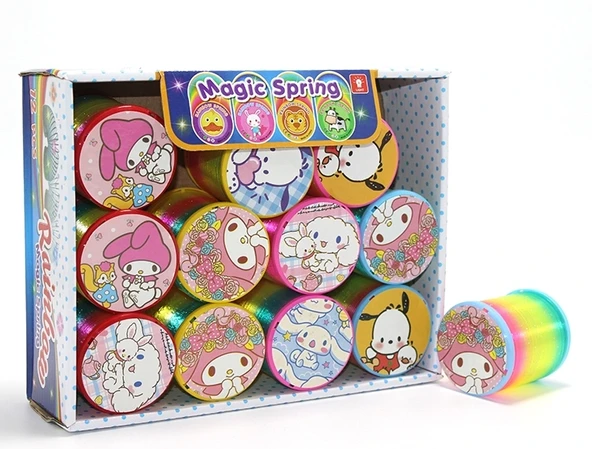 Sanrio Karakterli Magic Spring Stres Yayı - Standlı Gökkuşağı Renkli Oyuncak Seti 12'Li Alk3988 ürün görseli 1