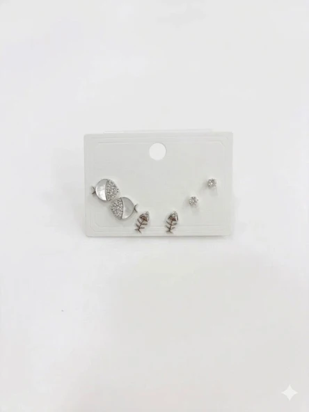 Tatlı Balık Kılçık Detaylı Altılı Küpe - Kp00562 ürün görseli 1