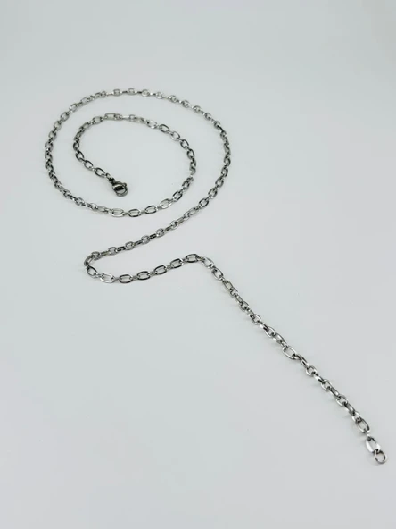 Rodyum Çelik Erkek Kolye 60 Cm - Ekl0014 - Resim 2