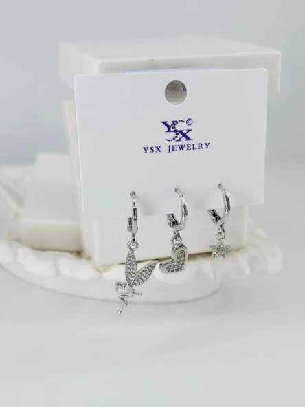 Zirkon Taşlı Üçlü Kombin Küpe - Kp00386 ürün görseli 1