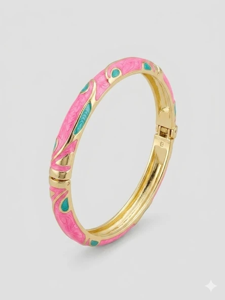 Sweet Pink Mine İşlemeli Kelepçe Bileklik - Kbl0455 ürün görseli 1