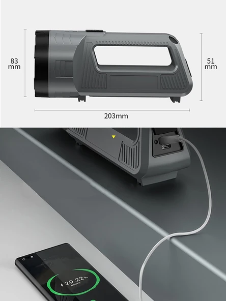 Güçlü Şarjlı Fener Masa Lambası Wt-603 - Resim 2