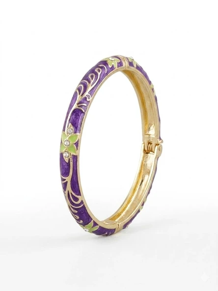 Purple Blossom Mine İşlemeli Kelepçe Bileklik - Kbl0468 ürün görseli 1