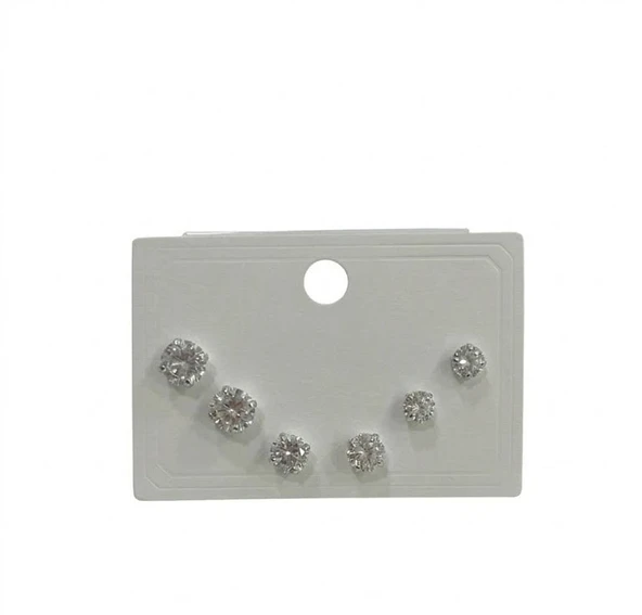 Rodyum Zirkon Taşlı Pirinç Altılı Kombin Küpe - Kp00611 ürün görseli 1